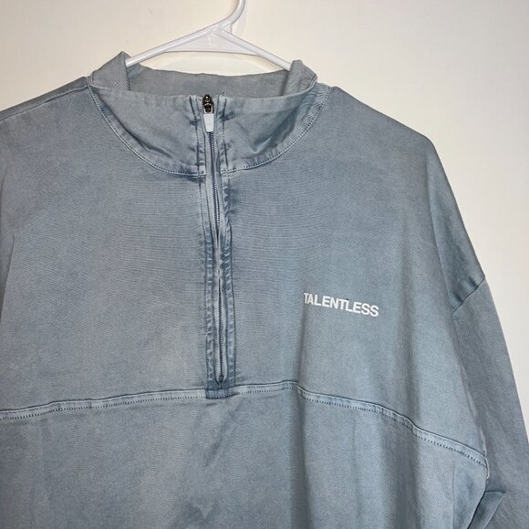 Talentless Twill Quarter-Zip Pullover Sweatshirt M Smocked blue - Picture 3 of 9